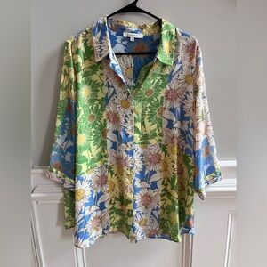 🌼 Rose & Olive Floral Shirt Dress | Size 1X